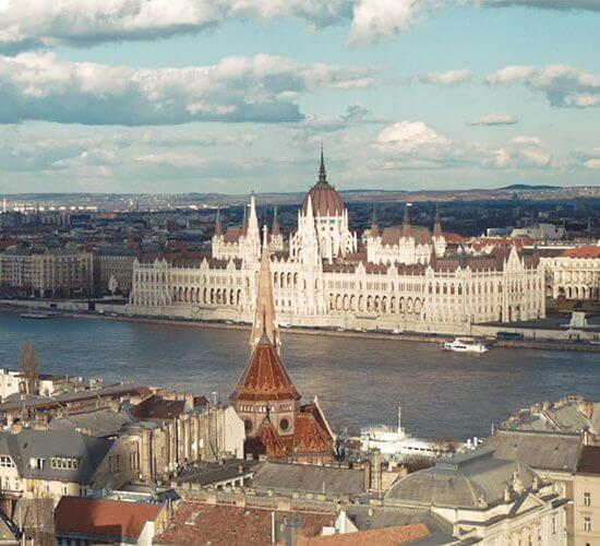 the building of Parliament and the Danube river Budapest