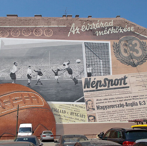 A big wall painting at a Parking-Budapest District VII
